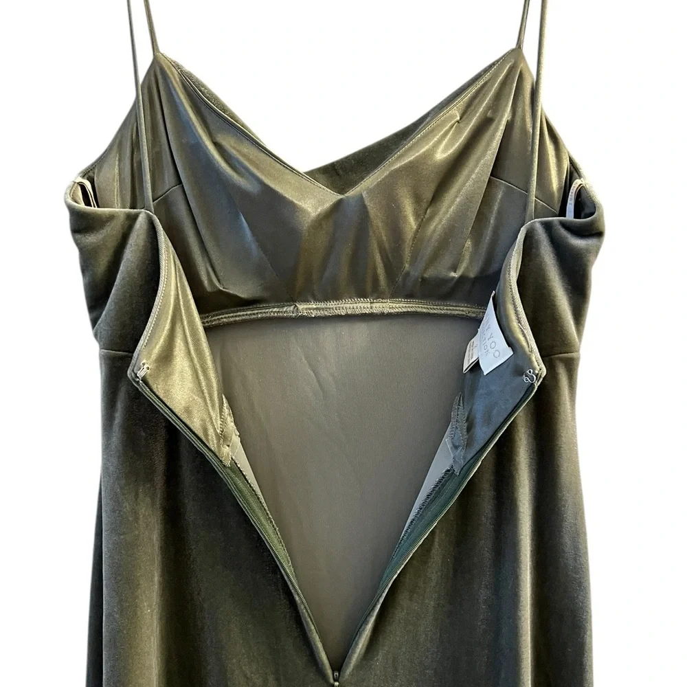 Jenny Yoo Saba Velvet Cowl Neck Slip Gown. Sage Green. Maxi Length. Size 2 - Picture 7 of 16